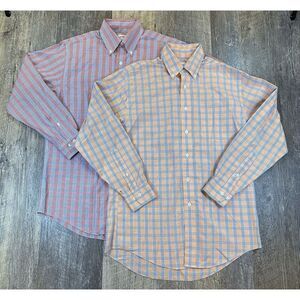 2 Brooks Brothers Men's Sz S Long‎ Sleeve Tartan Plaid Button Down Shirts Supima